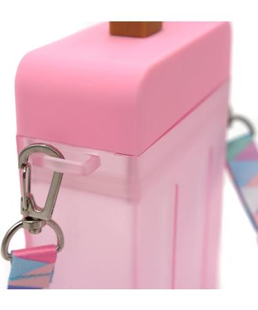 Popsicle Water Bottle with Strap | BPA Free Clear Juice Cup | Leakproof 300ML (Pink) | Dishwasher Safe | Suitable for Adults and Kids - Buy Online on GoSupps.com