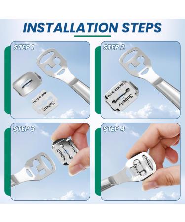 Folklyzo 52 Pieces Foot Shaver Callus Remover Callus Shaver Pedicure Tools Foot Care Hard Skin Remover for Hand Feet with 50 Blades 1 Stainless Steel Callus Shaver and 1 Foot File (Stainless Steel) - Buy Online on GoSupps.com