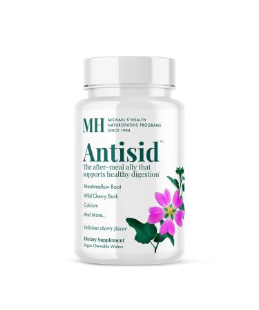 MICHAEL'S Naturopathic Programs Antisid - 60 Chewable Vegan Wafers - The After Meal Ally Contains Calcium Marshmallow Root & Slippery Elm - Gluten Free Kosher - 60 Servings 60.0 Servings (Pack of 1)