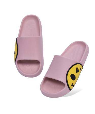 Sandals for Girls and Boys,Mens Slippers Sandals for Women,EVA Anti-Slip Indoor & Outdoor Kids Slippers Smile Face Open Toe Spa Bath Pool Gym House Casual Shower Shoes 8-9 Women/6.5-7 Men Pink
