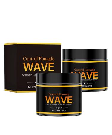 hair pomade,Natural Wave Pomade for Men,Wavy Hair Product,Easy Wash 360 Wave Training Hair Cream,Moisture,Grease for Men Promotes Layered Waves (2PC)