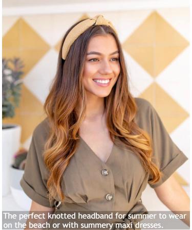 Boho Chic Huachi Straw Headbands for Women - Wide Knotted Hair Bands for Summer Fashion | Beach Hair Accessories - Buy Online on GoSupps.com
