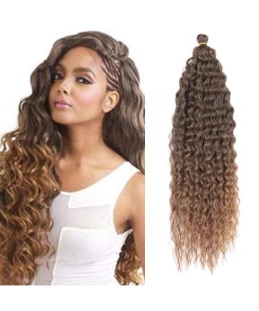22 inch 3 packs deep twist crochet hair ocean wave curly bohemian crochet braids deep wave hair bundle synthetic hair extensions for women girls 22inch t27#