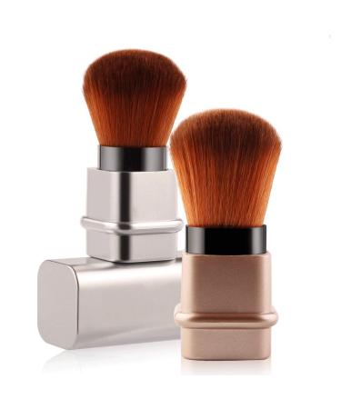 RN BEAUTY Retractable Kabuki Makeup Brushes - Golden | Professional Mineral Blending Buffing Brush with Cover - Buy Online on GoSupps.com