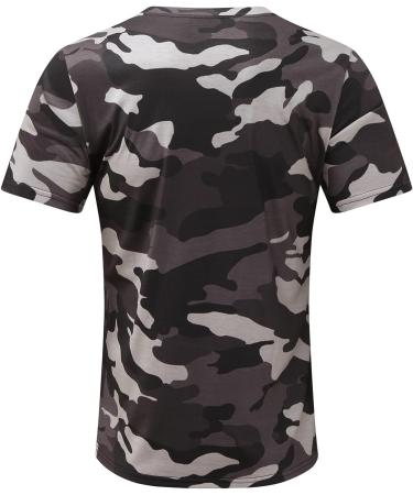 BEUU Men's Soldier Camo Crewneck T-Shirt - Gray, XL | Summer Athletic Muscle Tee - Buy Online on GoSupps.com