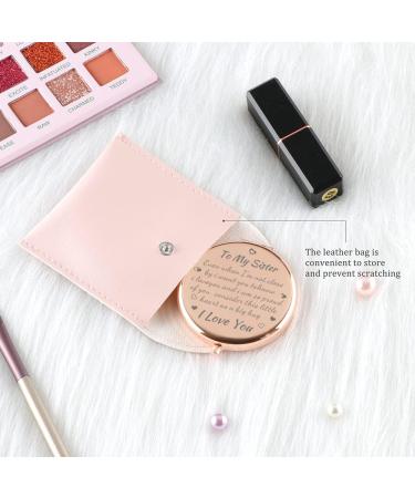 Sister Gifts: Rose Gold Compact Mirror - Birthday, Graduation, Wedding, Valentine's, Thanksgiving Gift Ideas for Sister Bestie - Buy Online on GoSupps.com