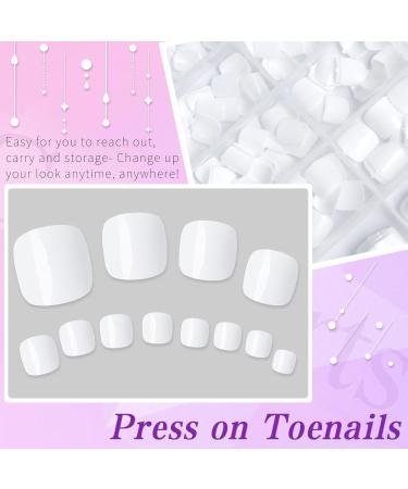 240PC Press On Toenails for Women - Acrylic Short Fake Toe Nails with Glue & Adhesive Tabs - White False Toenail Tips - Buy Online on GoSupps.com