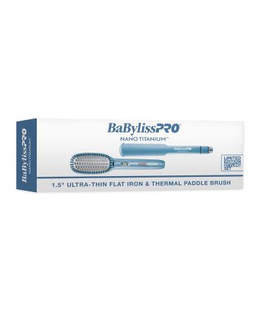 BabylissPRO Nano Titanium Ultra-Thin Hair Straightener, Professional Flat Iron For All Hair Types 1-1/2 Inch Prepack