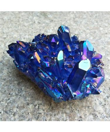 Room Decoration Natural Blue Crystal Aura Quartz Stone Cluster Specimen 150g-550g Suitable for Home (Color : 450g-500g)