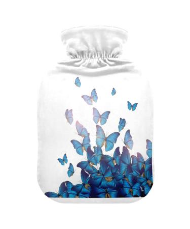 Heat bottle with reference 1 l of durable warm-up bag for hand feet shoulder and neck pain cramps heating press and heat therapy pattern of colorful blue butterfly_196