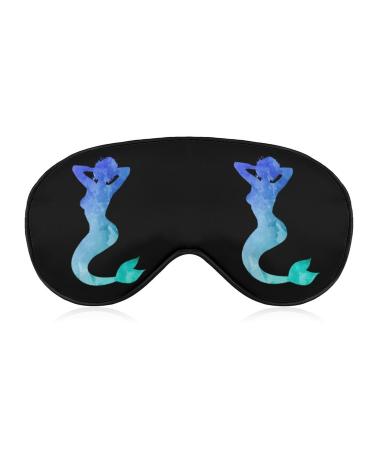 Watercolor Mermaid Sleep Mask Eye Cover for Sleeping Blindfold with Adjustable Strap Blocks Light Night Travel Nap for Men Women