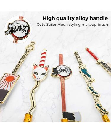 Metal Handle Demon Slayer Anime Makeup Brush Set - 5 pcs Gold | For Foundation, Blush, Eyeshadow | Perfect Gift for Girls & Women - Buy Online on GoSupps.com