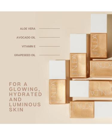 NUDA Body Shimmer - Vegan Illuminating Glitter Lotion with Aloe Vera & Vitamin E - Vanilla-Scented Liquid Highlighter for Women (75 mL) - Buy Online on GoSupps.com