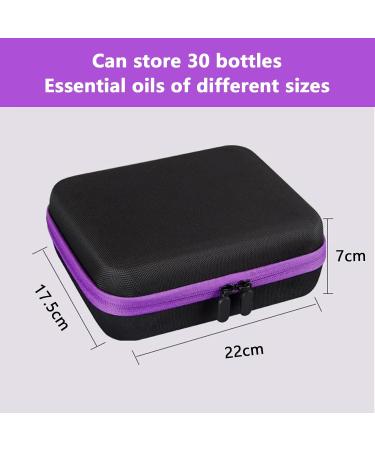 Kirgizta Waterproof Essential Oil & Nail Polish Storage Bag - 30 Slot EVA Pocket Organizer for 5ml 10ml 15ml Bottles (Purple Black) - International Shipping Available - Buy Online on GoSupps.com