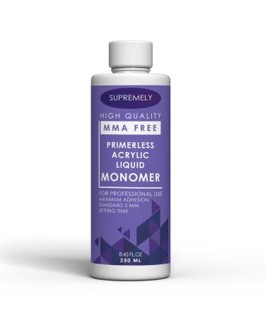 Acrylic Liquid Monomer Professional Salon MMA-FREE Non-Yellow | Medium Drying Time Maximum Strength Adhesive Nail Extension | Used for Natural Nails and Fake Nails Purple By Supremely 250ml