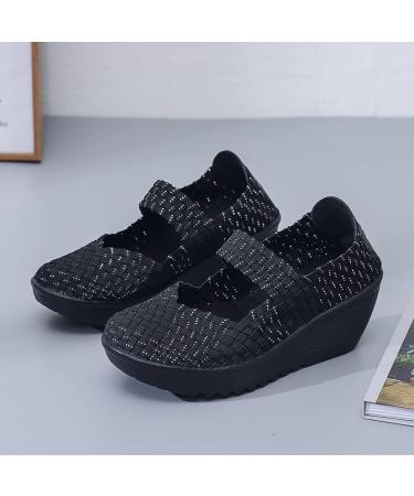 Touchmosees Women's Platform Wedge Sandals Mary Jane Shoes - Black/White - Size 8 - Buy Online on GoSupps.com