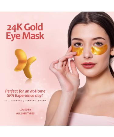 HOPEMATE 24K Gold Eye Mask with Hyaluronic Acid & Collagen - Reduce Wrinkles, Dark Circles, Puffiness & Fine Lines | Skin Firming Under Eye Patches - 14 Pairs - Buy Online on GoSupps.com