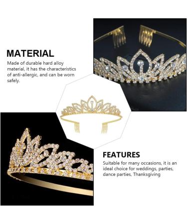 FRCOLOR 1pc Decorative Rhinestone Dress Accessory Princess Headband Shiny Crystal Crowns Party Women Bride Exquisite Comb Girls Trend Bridal Prom Party Baroque Shining Gold Plastic Tiara Small 15x3cm Golden - Buy Online on GoSupps.com
