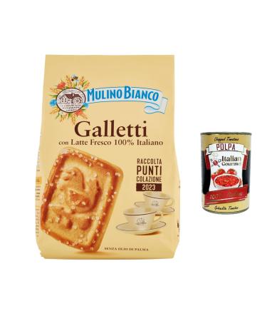 Italian Gourmet E.R. Mulino Bianco Galletti Biscuits 100% Italian Fresh Milk 350g Cookies Cookie + Italian Gourmet Pulp 400g