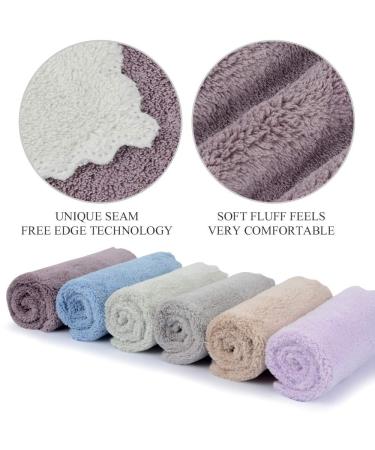Sunland Microfiber Wash Cloths - Reusable Makeup Remover & Facial Cleaners | 6 Pack in Gray Dark Purple Dark Blue Green Light Purple Light Brown | Perfect for Eco-Friendly Skincare - Buy Online on GoSupps.com