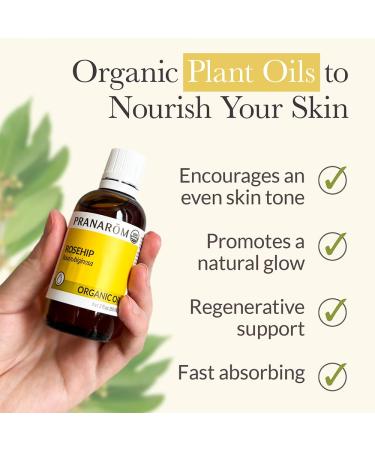 Pranarom Organic Cold-Pressed Rosehip Oil - USDA Certified 2 fl oz - Anti-Aging Acne Scar Treatment Face & Hair Care - Buy Online on GoSupps.com