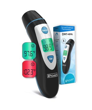 iProven Digital Thermometer with Fever Indicator - Temporal and Ear Measurements Accurate and Fast Reading For Adults and Kids - DMT-489 Black - Buy Online on GoSupps.com