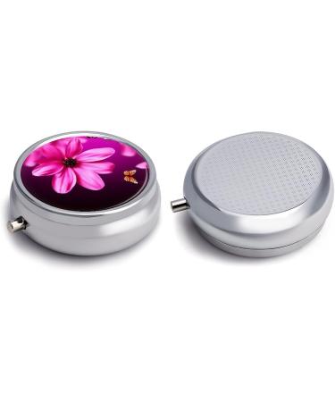 Portable Flower Print Pill Box - Travel-Friendly 3 Compartment Organizer for Medicine | Small Round Case for Purse & Pocket - Buy Online on GoSupps.com