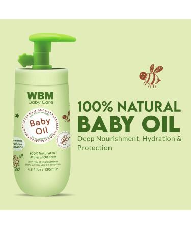 WBM Care Baby Oil - Moisturizing Massage Oil with Natural Ingredients and Vitamin E - 4.3 fl oz - Buy Online on GoSupps.com
