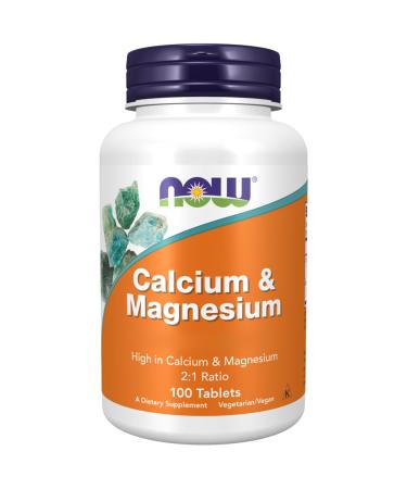 Now Foods, Calcium & Magnesium, 2:1 Ratio, 500mg Calcium and 250mg Magnesium, 100 Vegan Tablets, Vegetarian, Gluten Free, Soy Free, Non-GMO