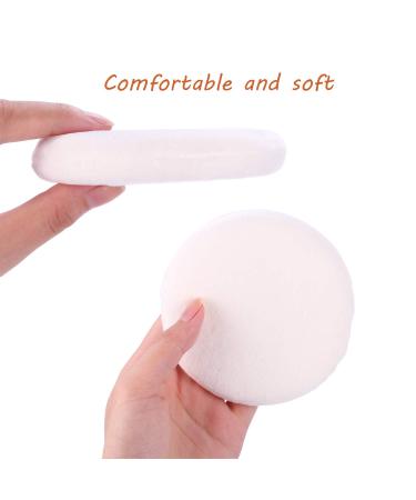 Large 4.13 Inch Ultra Soft Velour Body Powder Puff with Ribbon - Set of 2 White Round Puffs - Buy Online on GoSupps.com