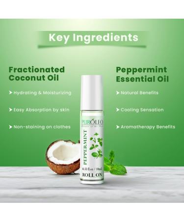 PUROLEO Peppermint Essential Roll On 0.33 fl oz/10 ml (Made In Canada) - Buy Online on GoSupps.com