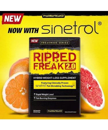 PharmaFreak RIPPED FREAK 2.0 | Hybrid Thermogenic Supplement (2X60 Caps + 28 Caps) - Buy Online on GoSupps.com