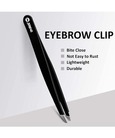 Professional Stainless Steel Eyebrow Tweezers - Precision Facial Hair Removal for Men & Women | Black - Ideal for Ingrown Hairs & Blackheads - Buy Online on GoSupps.com
