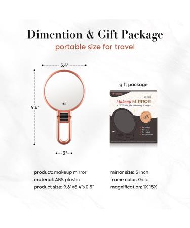 1X 15X Magnifying Makeup Mirror | Double Sided Handheld Mirror | 360 Degree Rotation | Travel Mirror - Buy Online on GoSupps.com