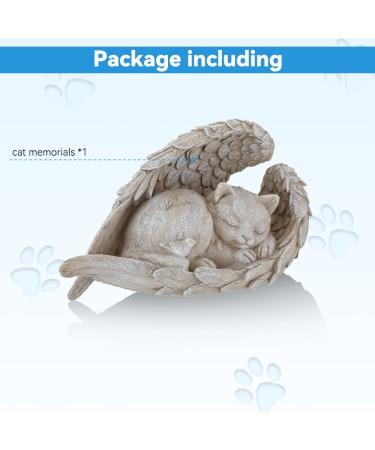 NEWDREAM Pet Memorial Statue - Indoor Angel Decorations for Dogs and Cats - Angel Wing Figurine Pet Grave Marker in Light Grey - Buy Online on GoSupps.com