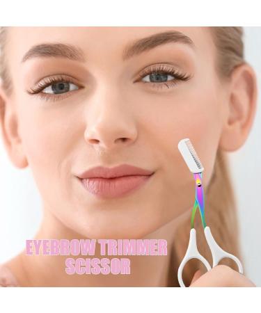 Eyebrow Trimming Scissors - Stainless Steel Womens Eyebrow Trimmer | Brow Trimmer | Eyebrow Grooming Scissor | Precision Brow Scissors | Cosmetic Tools for Home Travel Workshop Salon White - Buy Online on GoSupps.com