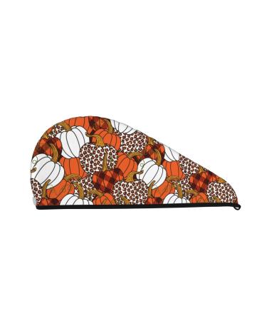 Hair Towel Wrap Hair Drying Towel with Button Towel Turban Head Towel to Dry Hair Quickly (Various Pumpkins)