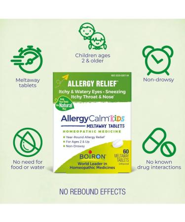 Boiron AllergyCalm Kids Tablets - 120 Count for Allergy & Hay Fever Relief | Sneezing Runny Nose & Itchy Eyes - Buy Online on GoSupps.com