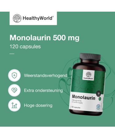 Be Healthy Group doo Monolaurin 120 Vegetable Capsules 500 mg per Daily Serving Natural Compound 4month supply Ester of Lauric Acid Body Support - Buy Online on GoSupps.com