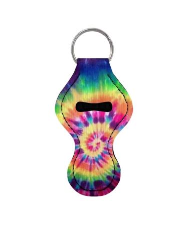 STUOARTE Chapstick keychain for women lip balm lipstick Chapstick Safeguard eyeliner keychain tie-dye print - Multicolor one size