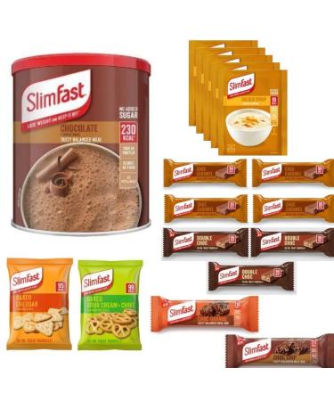 Slim Fast 7 Day Kick Start Kit | Variety Pack for Healthy Diet | Chocolate Milk Shake Porridge & Meal Replacement Bars - International Shipping Available - Buy Online on GoSupps.com