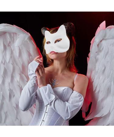 Buy Zerodeko White Cat Masks - 9 Pack DIY Paintable Fox & Cat Half-Face Masquerade Masks for Cosplay - Buy Online on GoSupps.com
