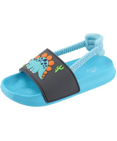 Flashbroat girls bathing sandals boy bathing flap shower bathing shoes summer slipproof light beach slippers children sandals rubber band 31 EU dinosaurs blue