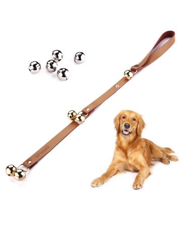 CATHYLIFE Dog Doorbells for Potty Training, Puppy Bells for Door Knob, Go Outside, Premium Quality Dog Bells, Adjustable Door Bell, Training Your Puppy The Easy Way Brown Leather 10 bells