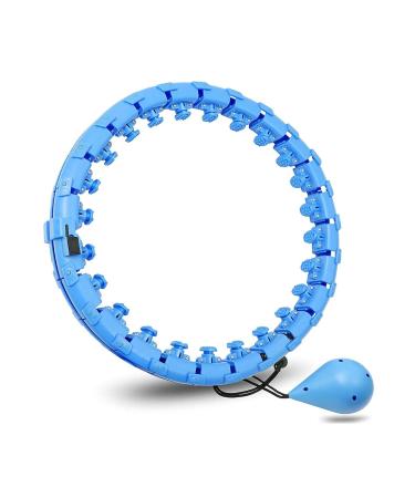 Weighted Hula Fit Hoops for Adults Weight Loss, 24 Detachable Knots Fit Hoop, Abdomen Fitness Hoop, Non-Falling Smart Fit Hoop, Adjustable Weight Auto-Spinning Ball, Hoola Hoop for Adults Blue