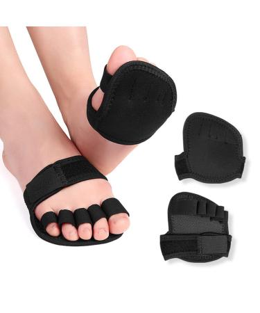 Spacmirrors CAREOR 1 Pair Five-Finger and Half-Palm Soft Yoga Socks Hallux Valgus Overlapping Hammer Toe Split Toe Ballet Anti-wear Forefoot Pad for Dancers Yogis Athletes (S) Black