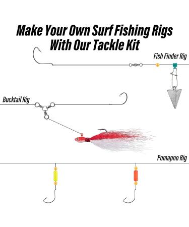 Dr.Fish Surf Fishing Tackle Kit - 269 Piece Saltwater Lures Set with Box | Bucktail Jigs, Pompano Rig, Walking Bait, Pier, Surf Casting Sea Tackle Kits | Lead Pyramid Sinkers - Buy Online on GoSupps.com