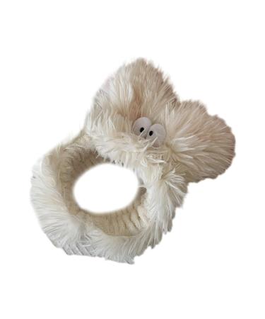 amangul Spa Headband Big Eyes Hair Band Women l Makeup Head Band Soft Coral Fleece Head Wraps for Washing Face(Beige)