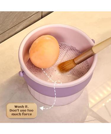 3-in-1 Silicone Make-Up Brush Holder & Cleaner | Multifunctional Yellow Brush Cleaner for Sponge & Powder Brushes - Buy Online on GoSupps.com