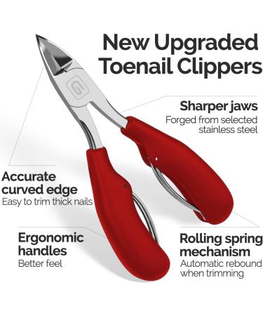 Pedicure Nail Clippers Professional Thick Toenail Clippers and Ingrown Nail Clippers for Men and Seniors Pedicure Clippers Toenail Clippers Heavy Duty Nail Clippers for Thick Toenails Professional Pointed (Red) - Buy Online on GoSupps.com